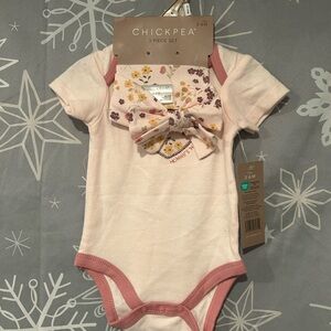 Chickpea Baby Onesie with Floral Bow